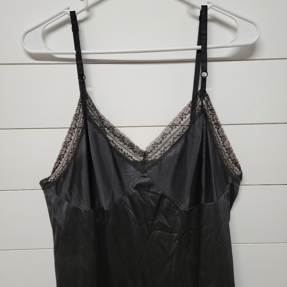 Vintage Janelle of California Long Black Lace Night Slip Dress Lingerie Gown - Picture 2 of 8